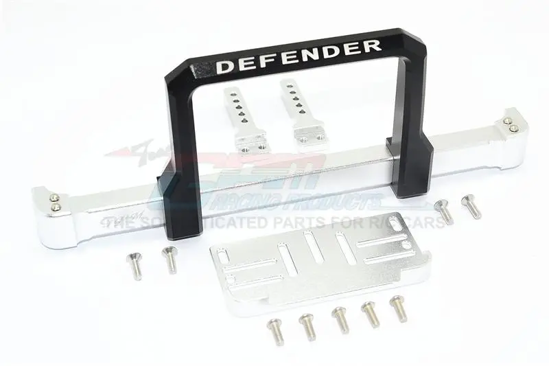 Traxxas Trx-4 Trail Defender Crawler Aluminum Front Bumper With Winch Plate (On-Road Street Fighter) - 1 Set Silver+Black 1