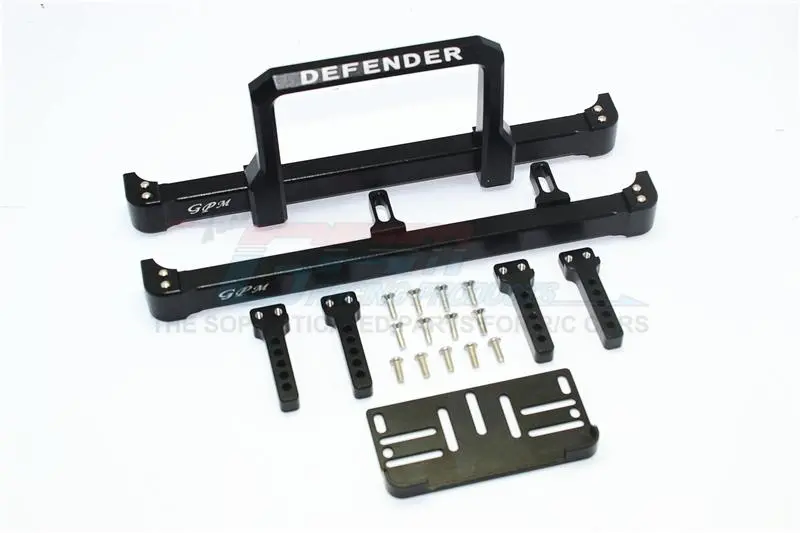 Traxxas Trx-4 Trail Defender Crawler Aluminum Front & Rear Bumper With Winch Plate (On-Road Street Fighter) - 1 Set Black 1