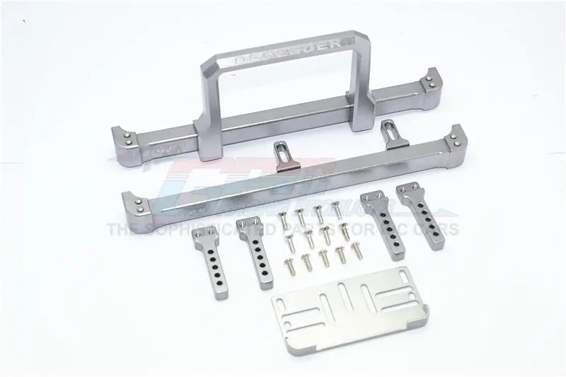 Traxxas Trx-4 Trail Defender Crawler Aluminum Front & Rear Bumper With Winch Plate (On-Road Street Fighter) - 1 Set Gray Silver 1