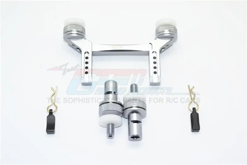 Traxxas Trx-4 Trail Defender Crawler Aluminum Front & Rear Magnetic Body Mount - 1 Set Gray Silver 1
