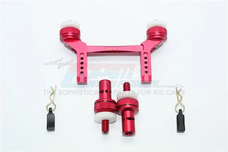 Traxxas Trx-4 Trail Defender Crawler Aluminum Front & Rear Magnetic Body Mount - 1 Set Red 1