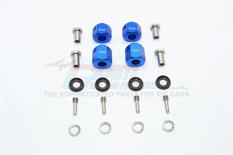 Traxxas Trx-4 Trail Defender Crawler Aluminum Hex Adapters 9Mm & 12Mm Thick - 20Pcs Set Blue 1