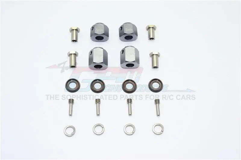 Traxxas Trx-4 Trail Defender Crawler Aluminum Hex Adapters 9Mm & 12Mm Thick - 20Pcs Set Gray Silver 1
