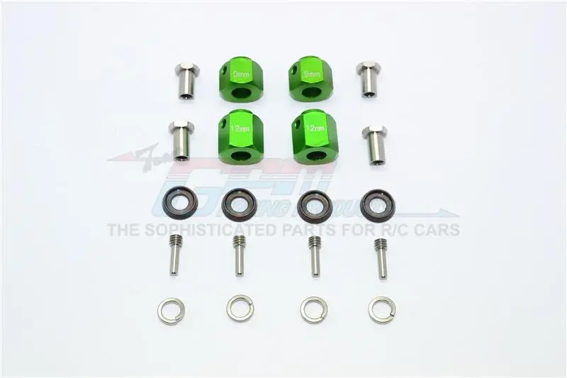 Traxxas Trx-4 Trail Defender Crawler Aluminum Hex Adapters 9Mm & 12Mm Thick - 20Pcs Set Green 1