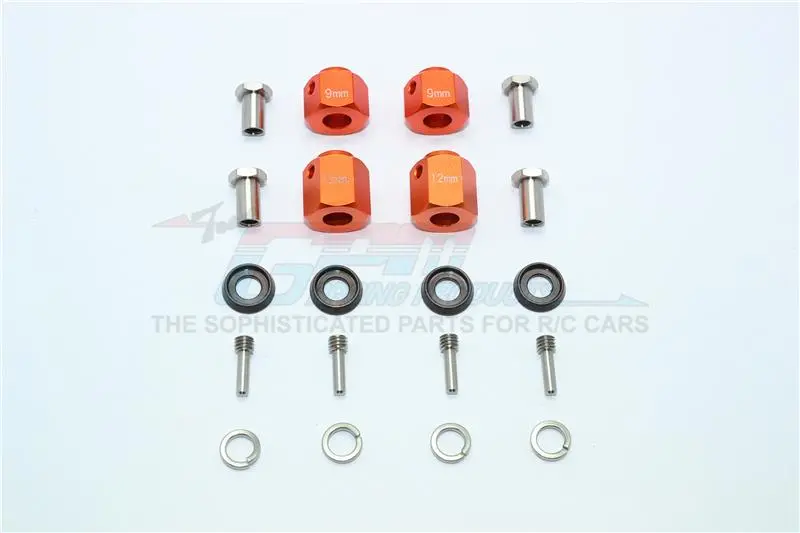Traxxas Trx-4 Trail Defender Crawler Aluminum Hex Adapters 9Mm & 12Mm Thick - 20Pcs Set Orange 1
