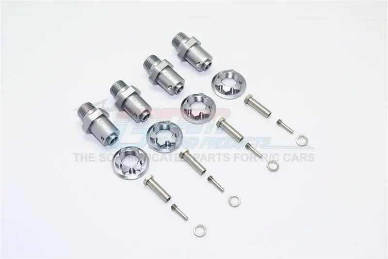 Traxxas Trx-4 Trail Defender Crawler Aluminum Hex Adapters For Front And Rear Wheels (17Mm Hex, 19Mm Long) - 2Prs Set Gray Silver 1