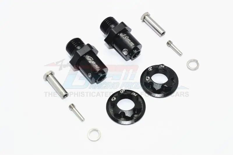 Traxxas Trx-4 Trail Defender Crawler Aluminum Hex Adapters For Front Or Rear Wheels (17Mm Hex, 19Mm Long) - 1Pr Set Black 1