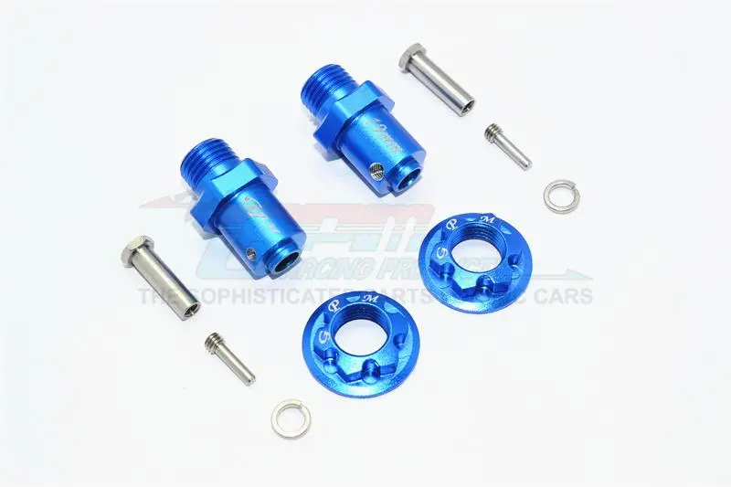 Traxxas Trx-4 Trail Defender Crawler Aluminum Hex Adapters For Front Or Rear Wheels (17Mm Hex, 19Mm Long) - 1Pr Set Blue 1