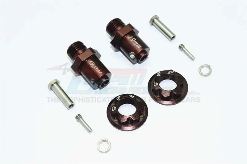Traxxas Trx-4 Trail Defender Crawler Aluminum Hex Adapters For Front Or Rear Wheels (17Mm Hex, 19Mm Long) - 1Pr Set Brown 1