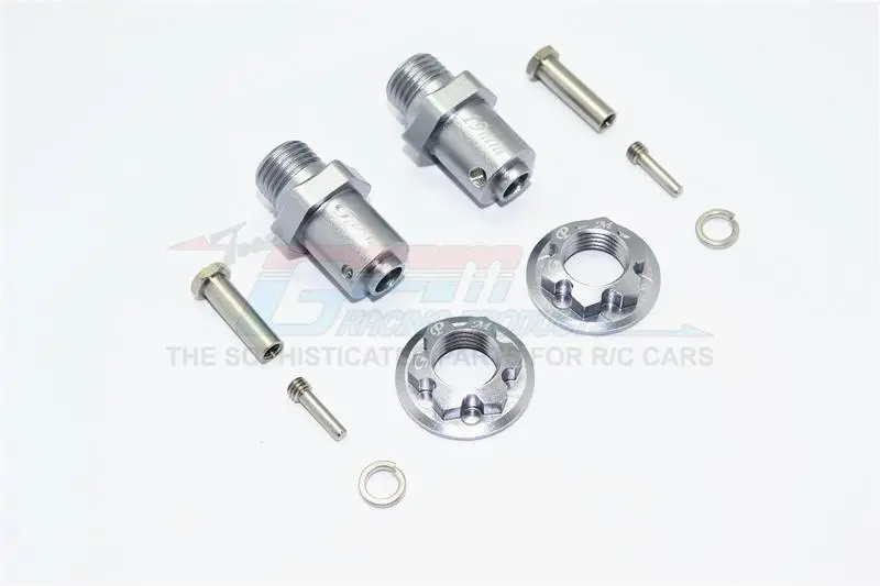 Traxxas Trx-4 Trail Defender Crawler Aluminum Hex Adapters For Front Or Rear Wheels (17Mm Hex, 19Mm Long) - 1Pr Set Gray Silver 1