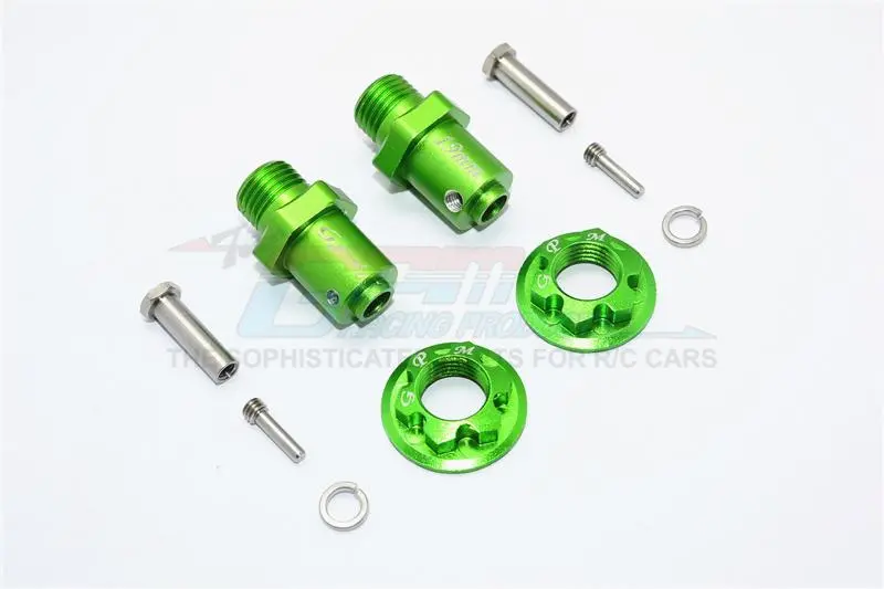 Traxxas Trx-4 Trail Defender Crawler Aluminum Hex Adapters For Front Or Rear Wheels (17Mm Hex, 19Mm Long) - 1Pr Set Green 1