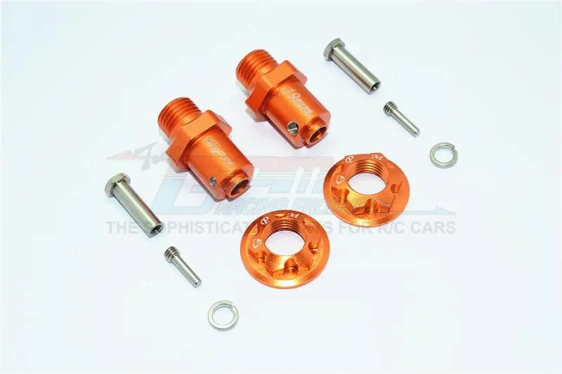 Traxxas Trx-4 Trail Defender Crawler Aluminum Hex Adapters For Front Or Rear Wheels (17Mm Hex, 19Mm Long) - 1Pr Set Orange 1