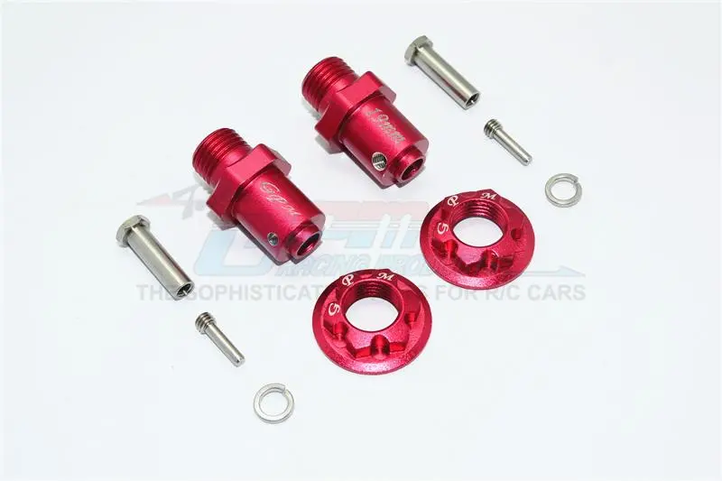 Traxxas Trx-4 Trail Defender Crawler Aluminum Hex Adapters For Front Or Rear Wheels (17Mm Hex, 19Mm Long) - 1Pr Set Red 1