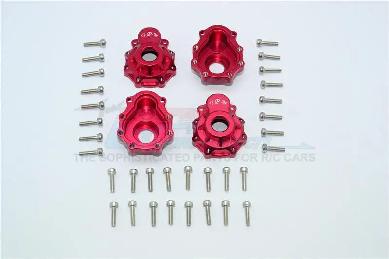 Traxxas Trx-4 Trail Defender Crawler Aluminum Outer Portal Drive Housing (Front And Rear) - 4Pcs Set Red 1