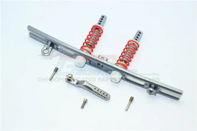 Traxxas Trx-4 Trail Defender Crawler Aluminum Rear Bumper Absorber + D-Rings + Tow Hook - 1 Set Gray Silver 1