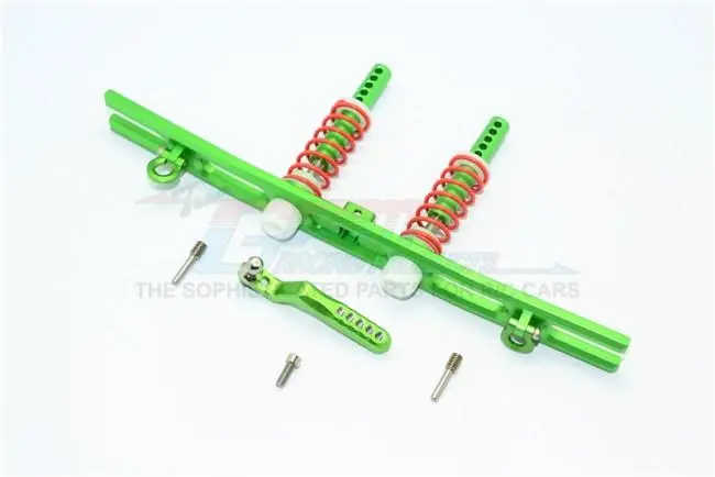 Traxxas Trx-4 Trail Defender Crawler Aluminum Rear Bumper Absorber + D-Rings + Tow Hook - 1 Set Green 1