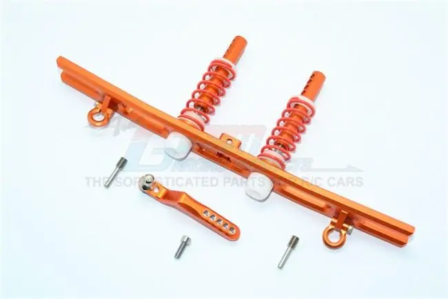 Traxxas Trx-4 Trail Defender Crawler Aluminum Rear Bumper Absorber + D-Rings + Tow Hook - 1 Set Orange 1
