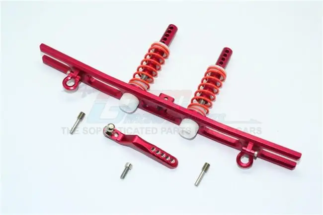 Traxxas Trx-4 Trail Defender Crawler Aluminum Rear Bumper Absorber + D-Rings + Tow Hook - 1 Set Red 1