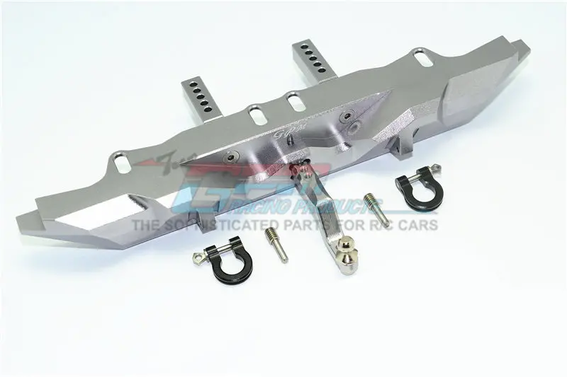 Traxxas Trx-4 Trail Defender Crawler Aluminum Rear Bumper With D-Rings - 1 Set Gray Silver 1