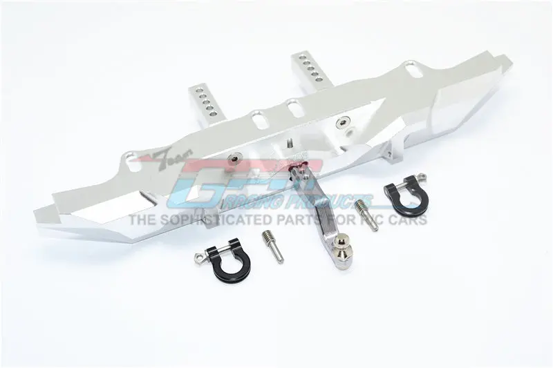 Traxxas Trx-4 Trail Defender Crawler Aluminum Rear Bumper With D-Rings - 1 Set Silver 1