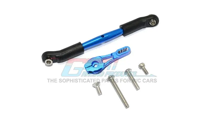 Traxxas Trx-4 Trail Defender Crawler Aluminum Servo Horn 25T (4 Positioning Holes) With Adjustable Steering Link - 6Pc Set Blue 1