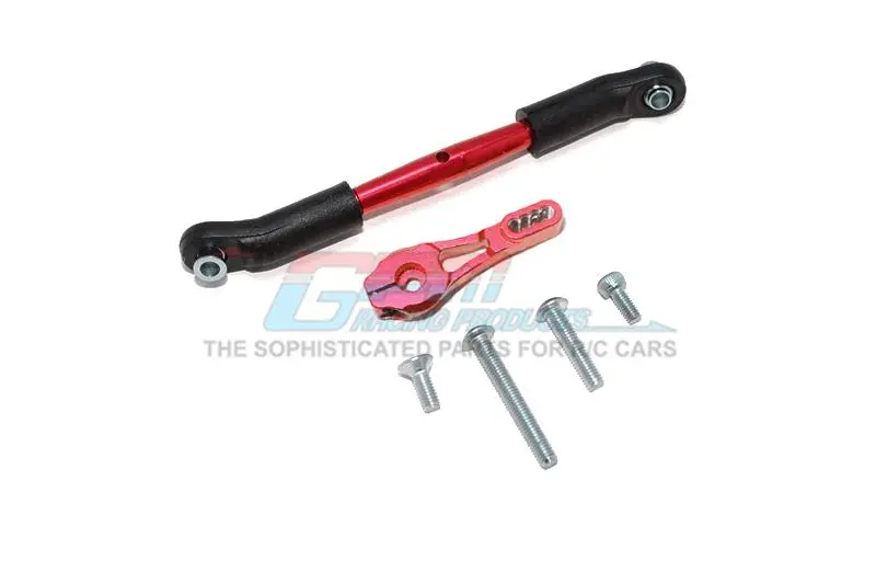 Traxxas Trx-4 Trail Defender Crawler Aluminum Servo Horn 25T (4 Positioning Holes) With Adjustable Steering Link - 6Pc Set Red 1