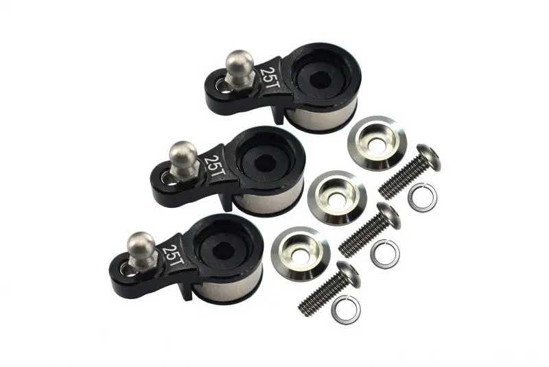 Traxxas Trx-4 Trail Defender Crawler Aluminum Servo Horn With Built-In Spring (For Locking Diff) - 3Pc Set Black 1