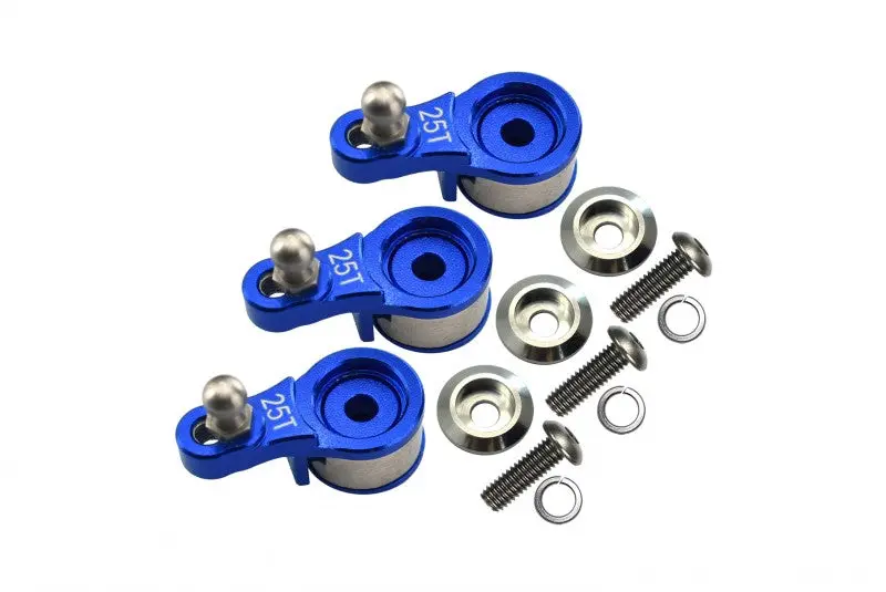 Traxxas Trx-4 Trail Defender Crawler Aluminum Servo Horn With Built-In Spring (For Locking Diff) - 3Pc Set Blue 1
