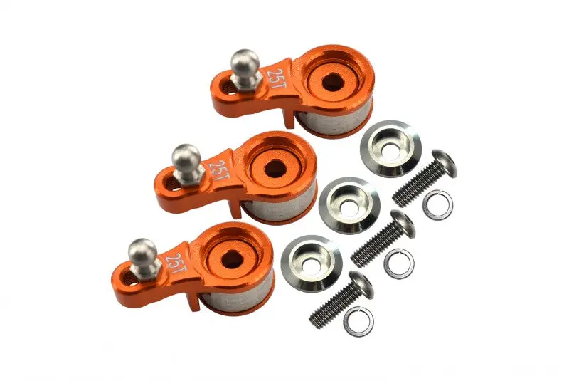 Traxxas Trx-4 Trail Defender Crawler Aluminum Servo Horn With Built-In Spring (For Locking Diff) - 3Pc Set Orange 1