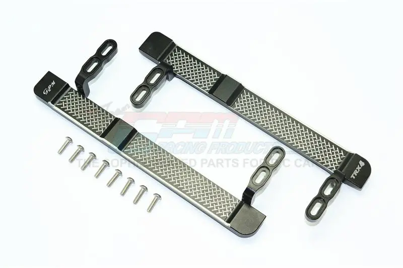 Traxxas Trx-4 Trail Defender Crawler Aluminum Side Steps (Reticulated Pattern) - 1Pr Set Black 1