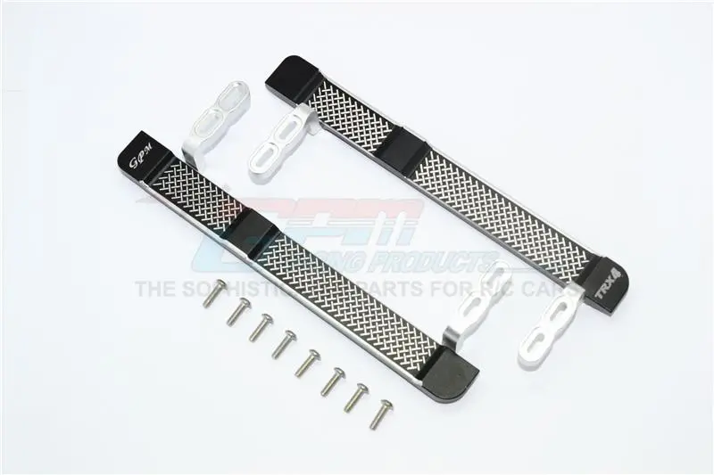 Traxxas Trx-4 Trail Defender Crawler Aluminum Side Steps (Reticulated Pattern) - 1Pr Set Black 1
