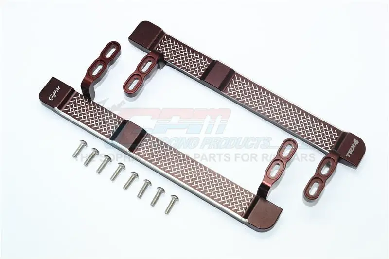Traxxas Trx-4 Trail Defender Crawler Aluminum Side Steps (Reticulated Pattern) - 1Pr Set Brown 1