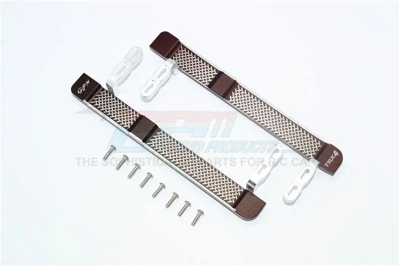 Traxxas Trx-4 Trail Defender Crawler Aluminum Side Steps (Reticulated Pattern) - 1Pr Set Brown 1