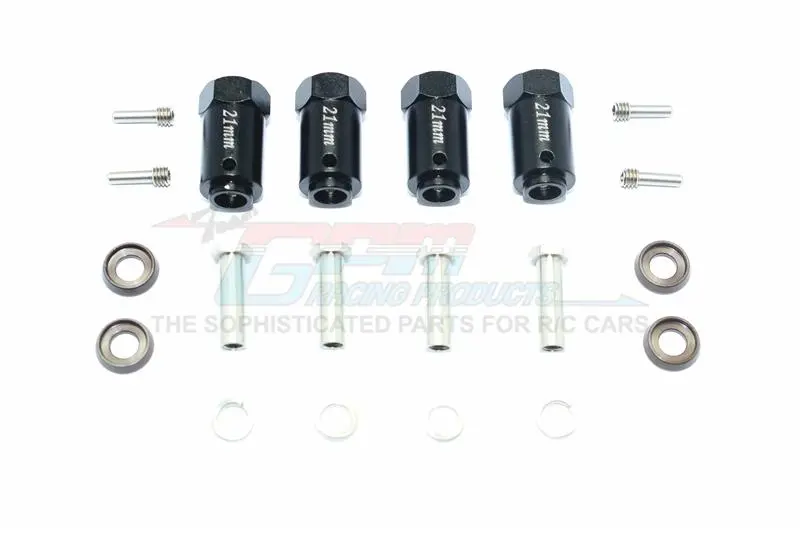 Traxxas Trx-4 Trail Defender Crawler Aluminum Wheel Hex Adapters 21Mm - 4Pc Set Black 1
