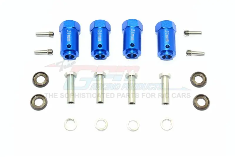 Traxxas Trx-4 Trail Defender Crawler Aluminum Wheel Hex Adapters 21Mm - 4Pc Set Blue 1