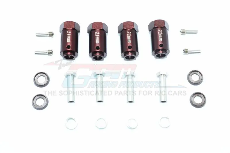 Traxxas Trx-4 Trail Defender Crawler Aluminum Wheel Hex Adapters 21Mm - 4Pc Set Brown 1