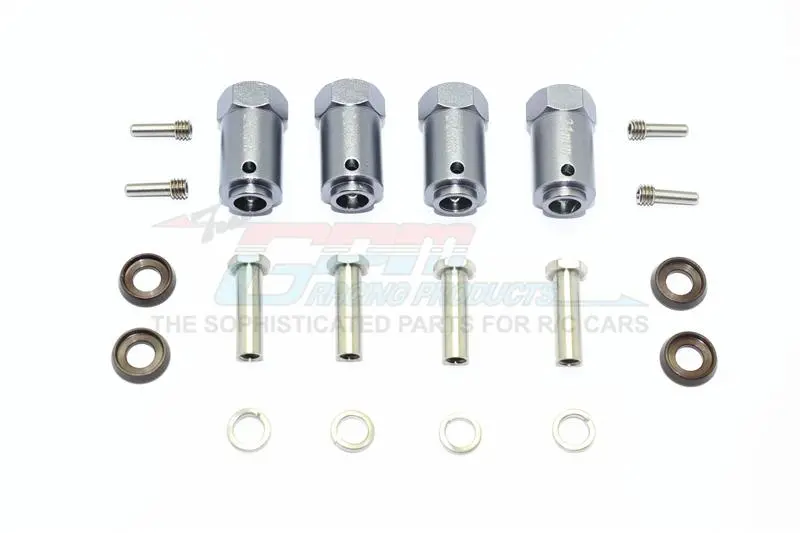 Traxxas Trx-4 Trail Defender Crawler Aluminum Wheel Hex Adapters 21Mm - 4Pc Set Gray Silver 1