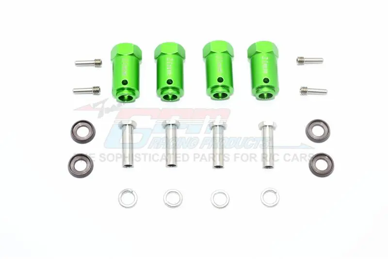 Traxxas Trx-4 Trail Defender Crawler Aluminum Wheel Hex Adapters 21Mm - 4Pc Set Green 1