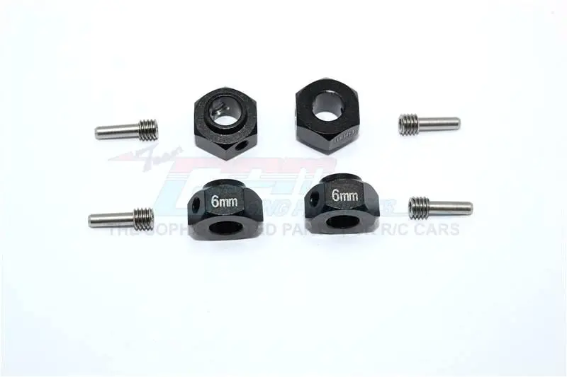 Traxxas Trx-4 Trail Defender Crawler Aluminum Wheel Hex Adapters 6Mm - 4Pcs Set Black 1