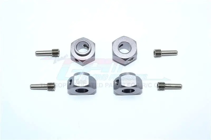 Traxxas Trx-4 Trail Defender Crawler Aluminum Wheel Hex Adapters 6Mm - 4Pcs Set Gray Silver 1