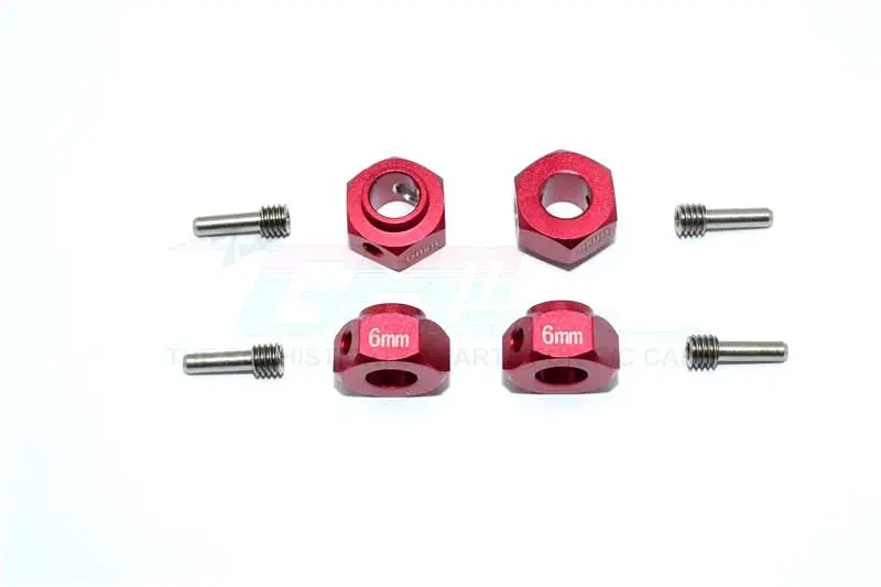 Traxxas Trx-4 Trail Defender Crawler Aluminum Wheel Hex Adapters 6Mm - 4Pcs Set Red 1