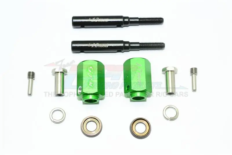 Traxxas Trx-4 Trail Defender Crawler Harden Steel Extended Length Front / Rear Stub Axle +17Mm Hex - 1Pr Set Green 1