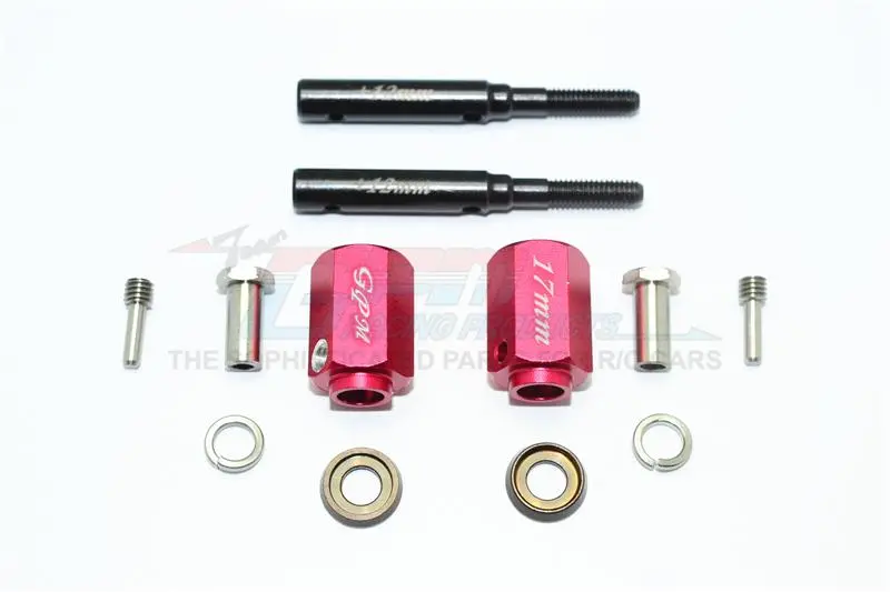 Traxxas Trx-4 Trail Defender Crawler Harden Steel Extended Length Front / Rear Stub Axle +17Mm Hex - 1Pr Set Red 1