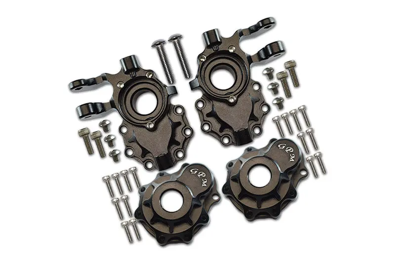 Traxxas Trx-4 Trail Defender Crawler / Trx-6 Mercedes-Benz G63 Aluminum Front Knuckle Arms With Outer Portal Case - 1Pr Set Black 1
