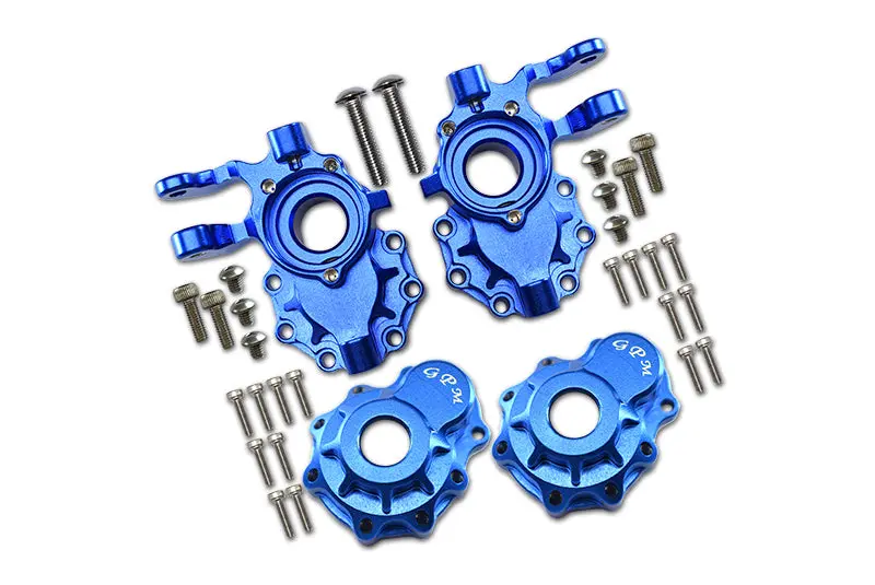 Traxxas Trx-4 Trail Defender Crawler / Trx-6 Mercedes-Benz G63 Aluminum Front Knuckle Arms With Outer Portal Case - 1Pr Set Blue 1