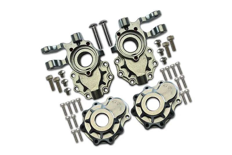 Traxxas Trx-4 Trail Defender Crawler / Trx-6 Mercedes-Benz G63 Aluminum Front Knuckle Arms With Outer Portal Case - 1Pr Set Gray Silver 1
