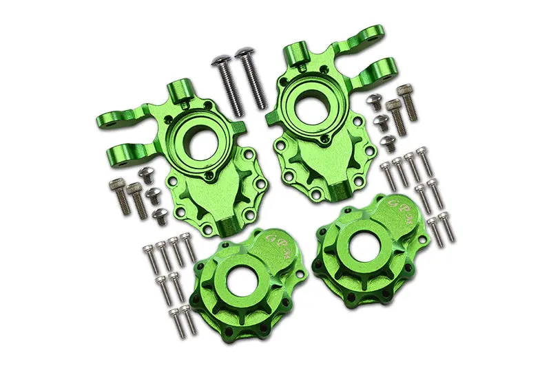 Traxxas Trx-4 Trail Defender Crawler / Trx-6 Mercedes-Benz G63 Aluminum Front Knuckle Arms With Outer Portal Case - 1Pr Set Green 1