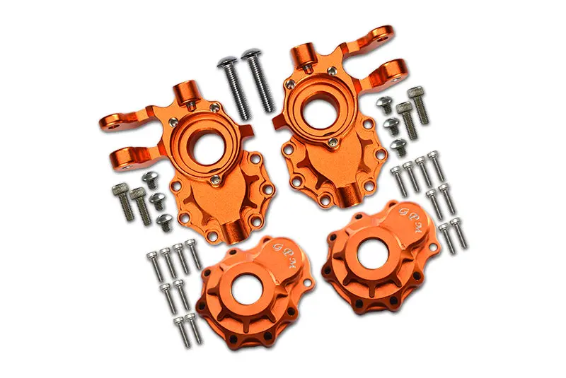 Traxxas Trx-4 Trail Defender Crawler / Trx-6 Mercedes-Benz G63 Aluminum Front Knuckle Arms With Outer Portal Case - 1Pr Set Orange 1