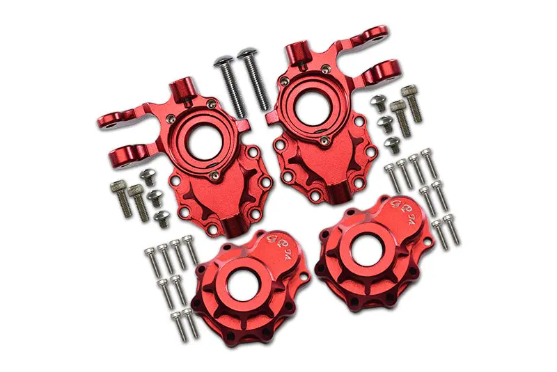 Traxxas Trx-4 Trail Defender Crawler / Trx-6 Mercedes-Benz G63 Aluminum Front Knuckle Arms With Outer Portal Case - 1Pr Set Red 1