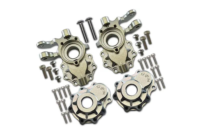 Traxxas Trx-4 Trail Defender Crawler / Trx-6 Mercedes-Benz G63 Aluminum Front Knuckle Arms With Outer Portal Case - 1Pr Set Silver 1